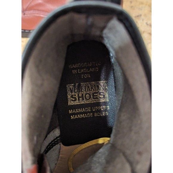 Vegetarian Shoes Combat 8-Eye Tall Boots Dark Red Men's US 14 Handmade In UK - Picture 13 of 16